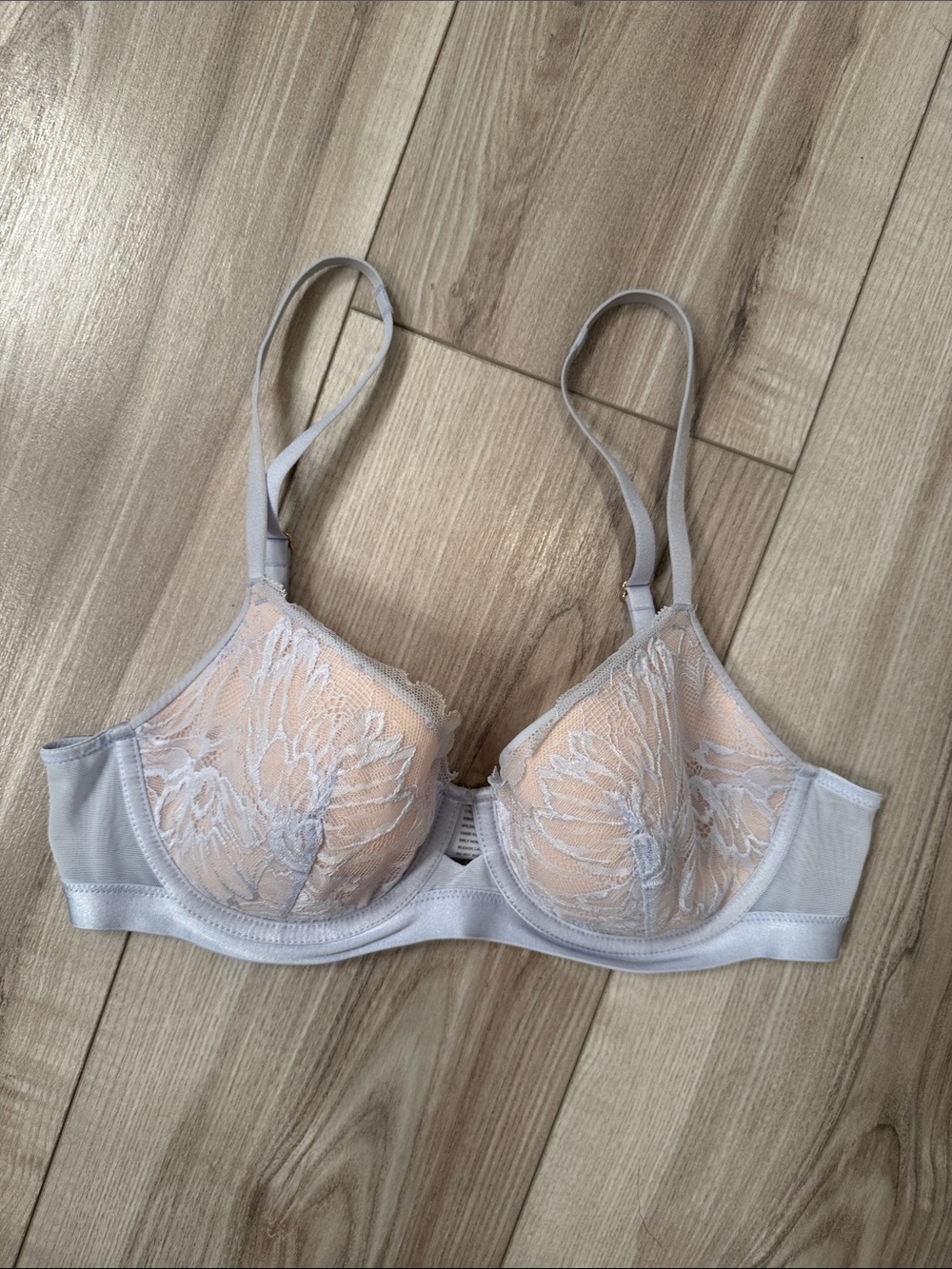 Light blue & Nude Lace Underwire Bra - 34C